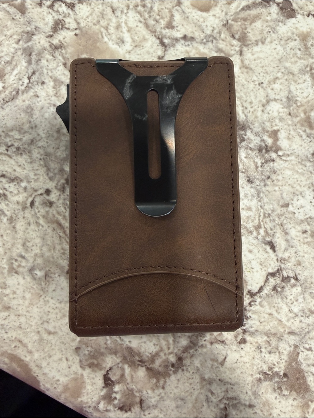 Minimalist Brown Leather Money Clip Wallet - Picture 6 of 6